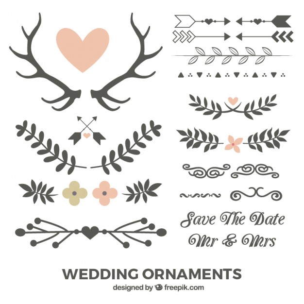 626x626 Hand Drawn Leaves And Wedding Ornaments Vector Premium Download
