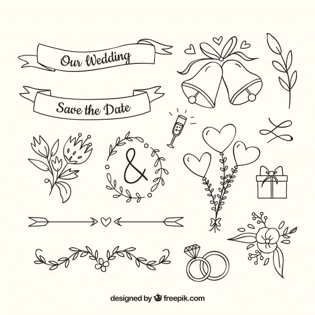 626x626 Hand Drawn Wedding Ornament Collection Free Vector Coffe How