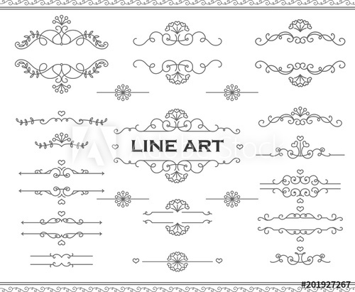 500x411 Line Art Frames And Scroll Elements Floral Linear Border Design