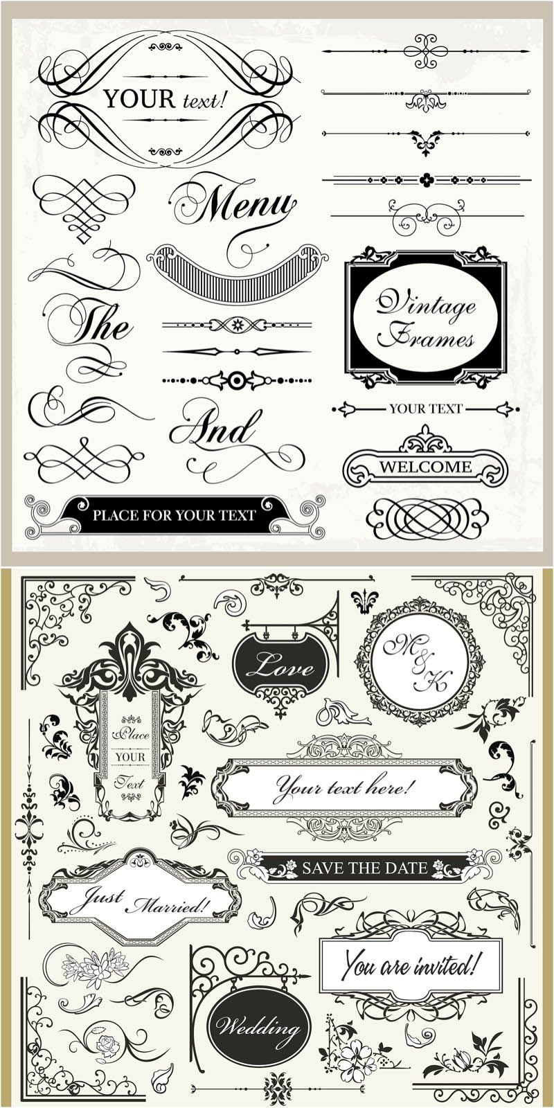 800x1600 Vintage Wedding Ornaments Vector Wedding Inspiration Wedding