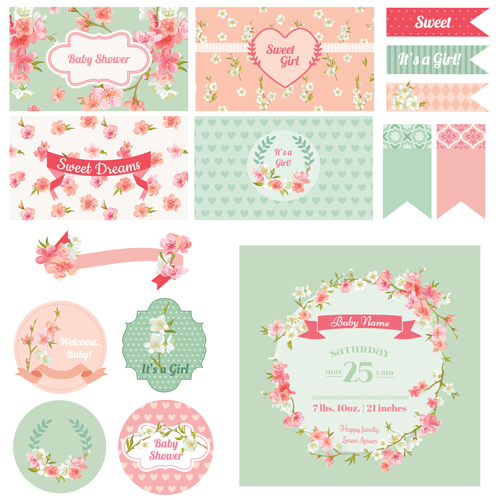 500x500 Wedding Cards With Ornaments Material Kit Vector Free Download