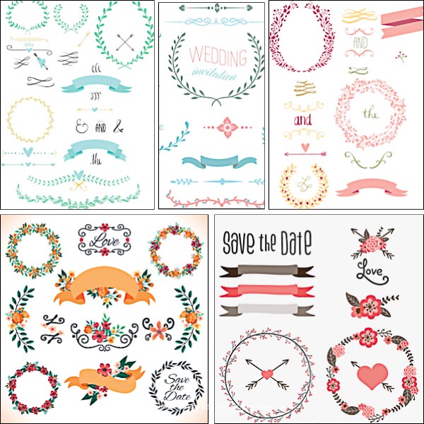 600x600 Wedding Laurels Ornament Set Vector Free Download