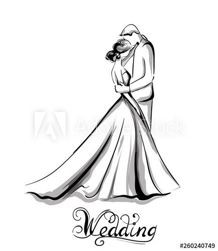 Wedding Couple Silhouette Vector Line Art Beautiful Bride 434x500 Wedding Couple Silhouette Vector Line Art Beautiful Bride