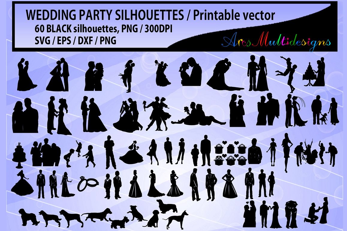 Wedding Party Silhouette Vector at Vectorified.com | Collection of ...