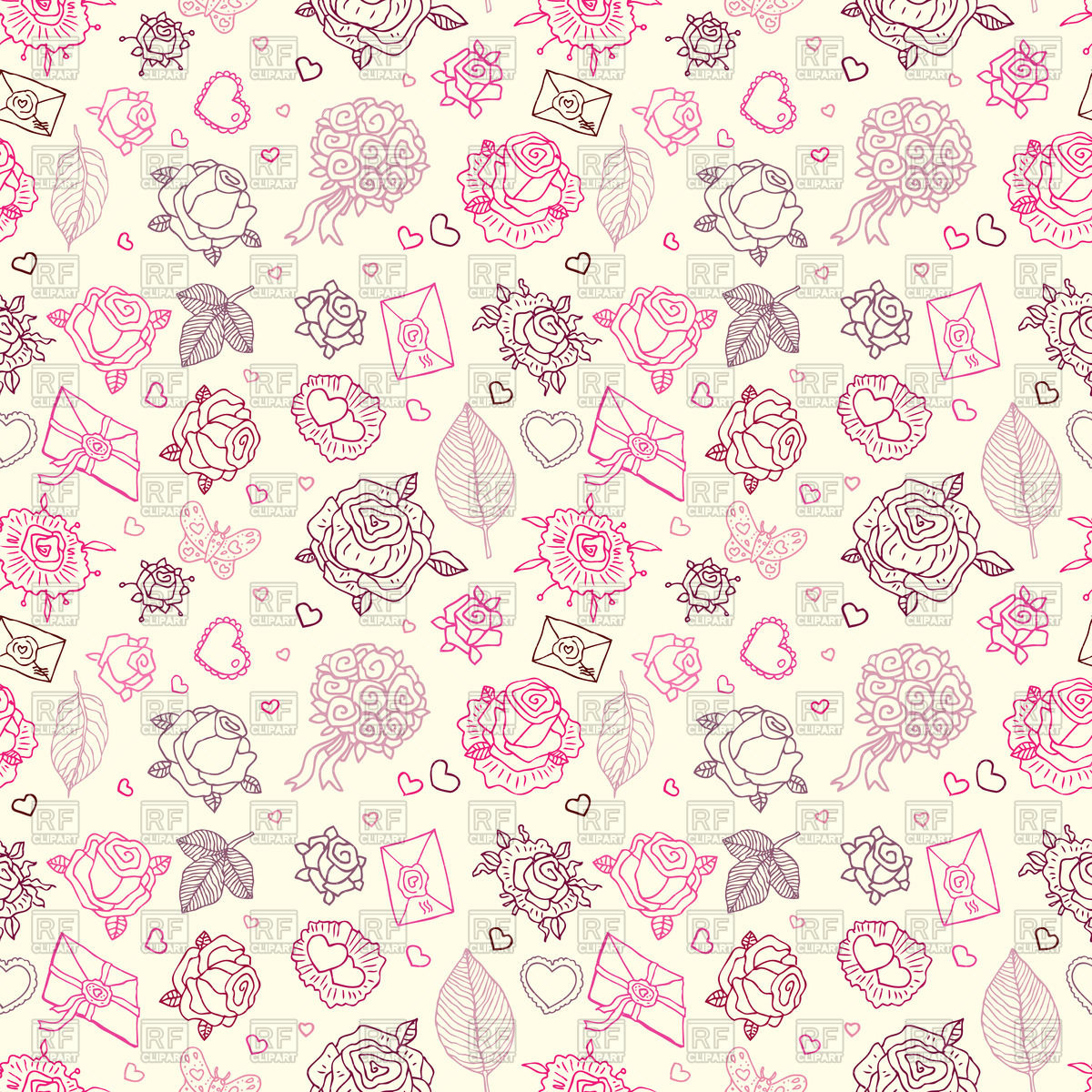 Seamless Wedding Patterns With Cute Hand Drawn Roses And Letters 1200x1200 Seamless Wedding Patterns With Cute Hand Drawn Roses And Letters