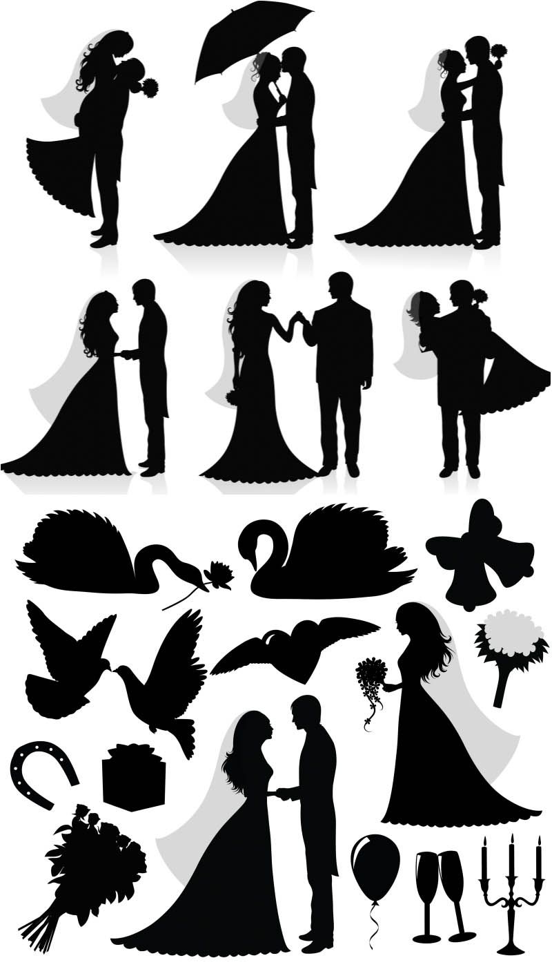 800x1400 Silhouette Newlyweds Vector Vector Graphics Vector