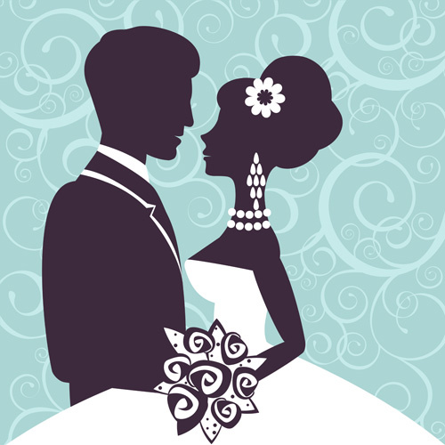 500x500 Sina With Bride Wedding Vector Silhouettes Free Vector