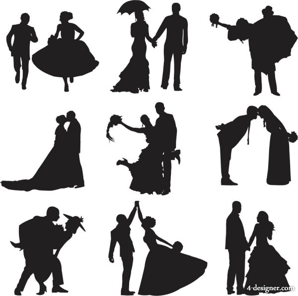 600x597 Designer The Bride And Groom Silhouette Vector Material