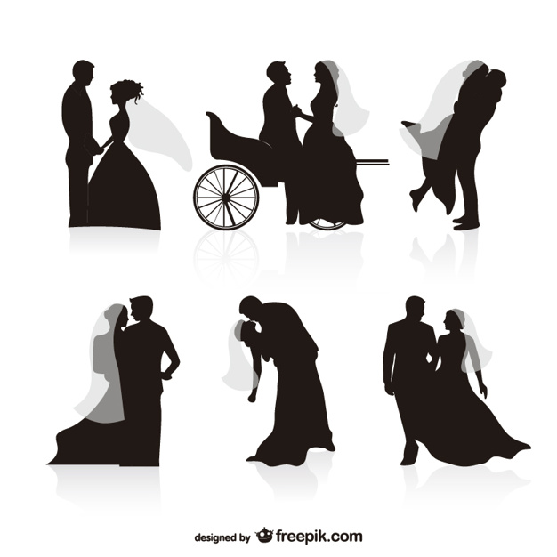626x626 Wedding Black Silhouettes Vectors Vector Free Download