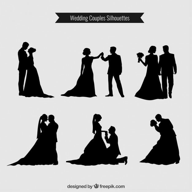 626x626 Wedding Couples Silhouettes Collection Vector Premium Download