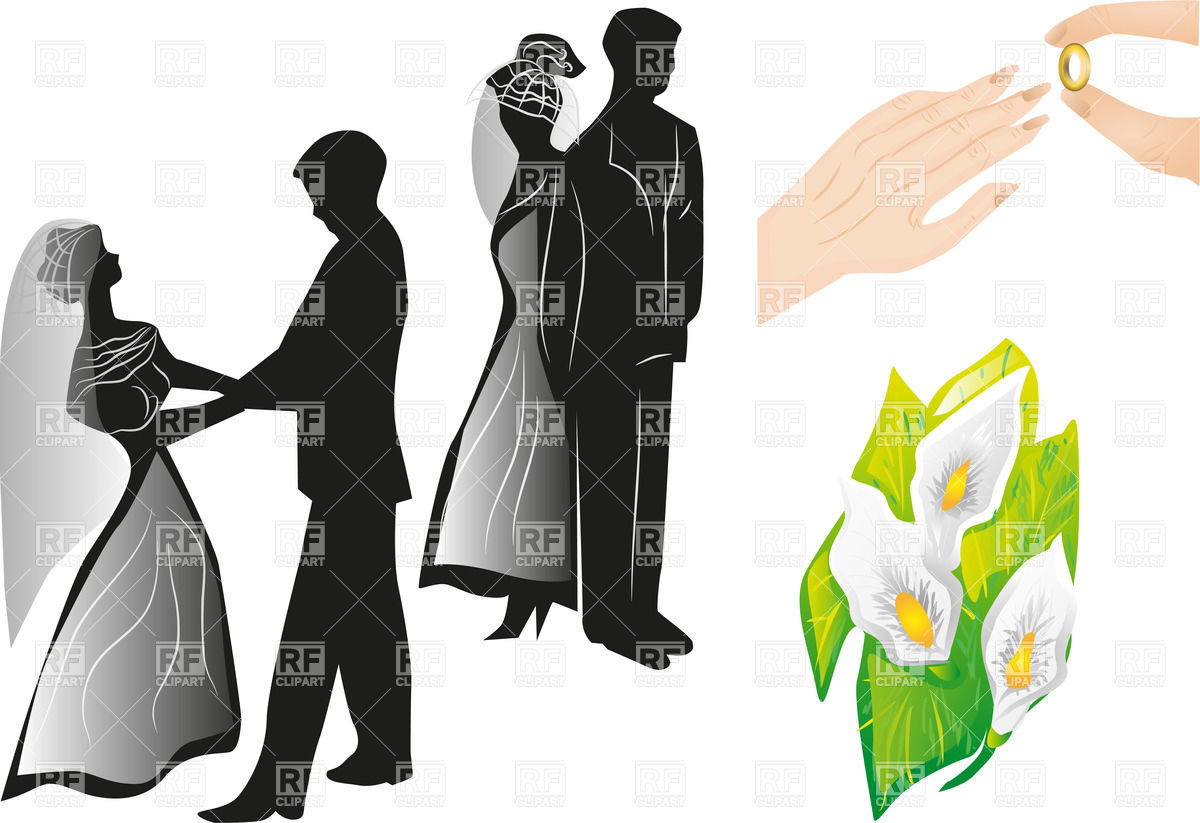 1200x823 Wedding Design Elements Newlywed Silhouette Vector Image