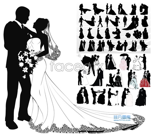 650x567 Wedding People Silhouette Vector Over Millions Vectors, Stock