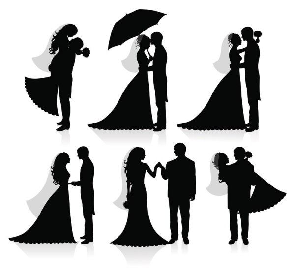 600x561 Wedding Silhouette Vector Material Silhouette Wedding