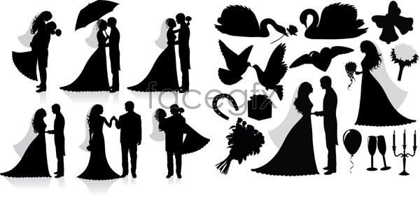 600x283 Wedding Silhouettes Vector Over Millions Vectors, Stock Photos