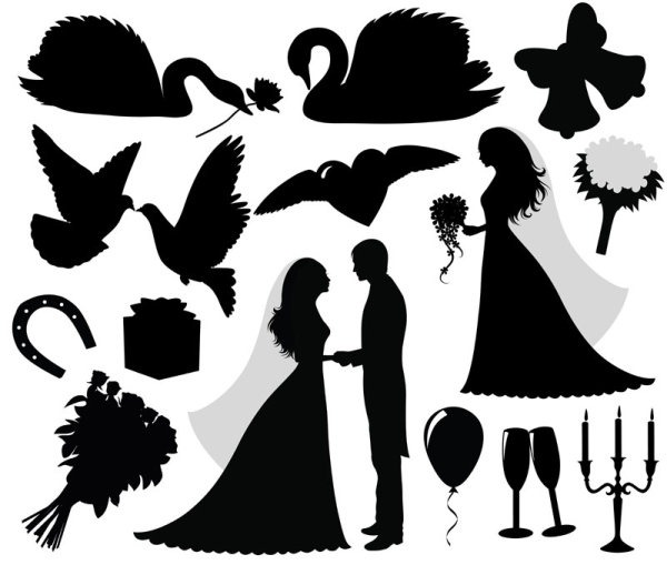 600x509 Wedding Silhouettes Vector Material My Free Photoshop World