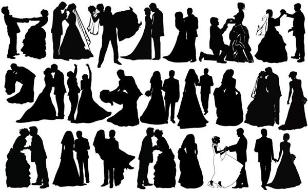 600x371 Creative Wedding Couple Silhouette Vector Graphics My Free