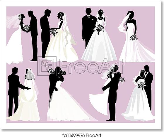 560x470 Free Art Print Of Bride And Groom Silhouettes Vector Wedding