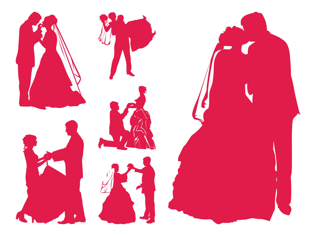 1024x765 Married Couples Silhouettes Vector Art Graphics