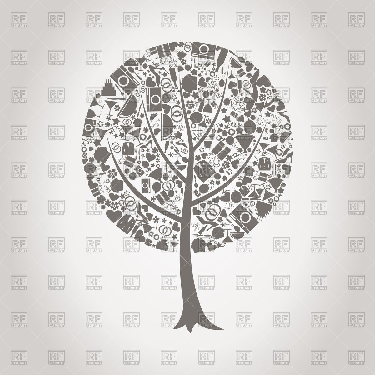Tree Made Of Wedding Icons Vector Image Of Design Elements 1200x1200 Tree Made Of Wedding Icons Vector Image Of Design Elements