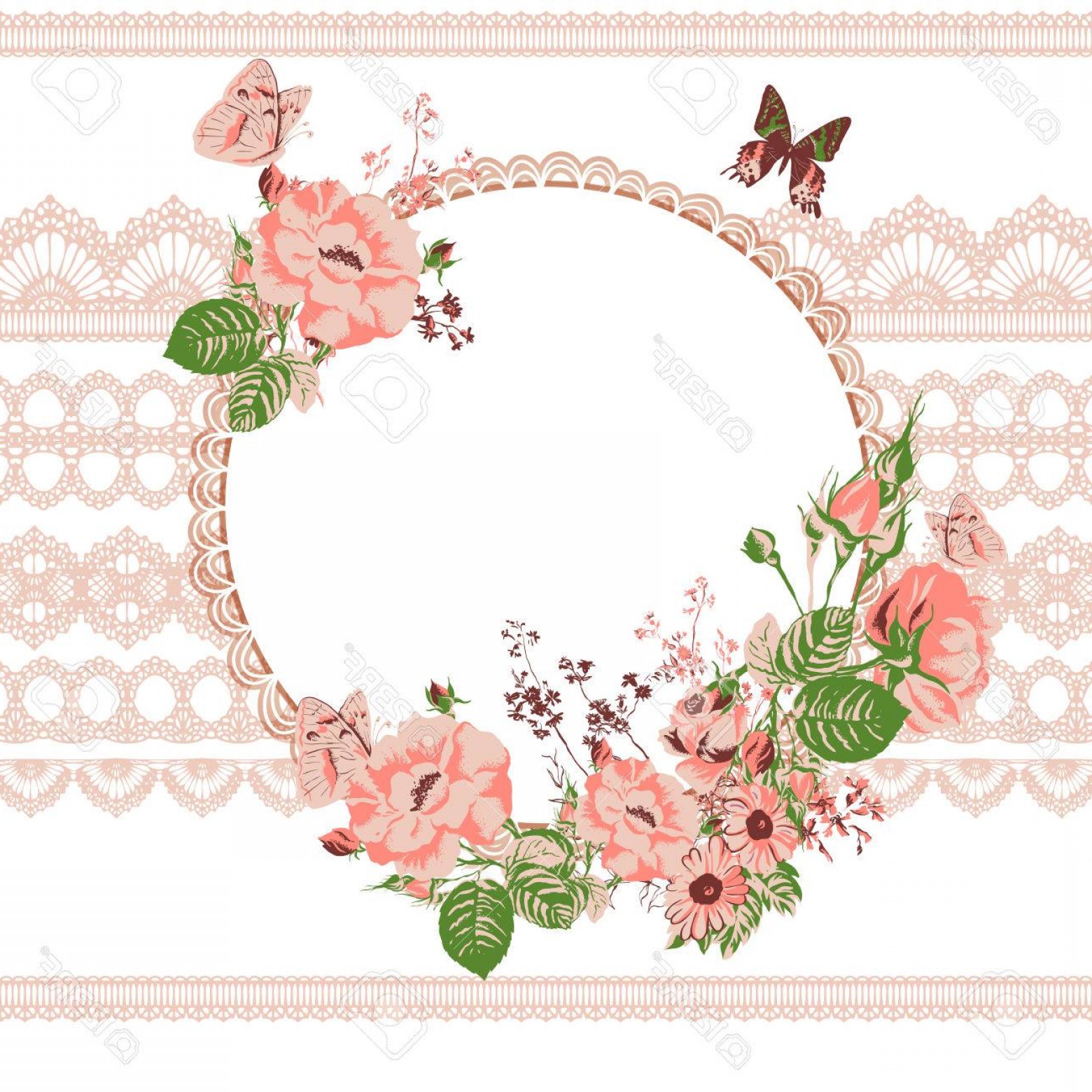 1560x1560 Photostock Vector Vintage Floral Lace Background With Roses