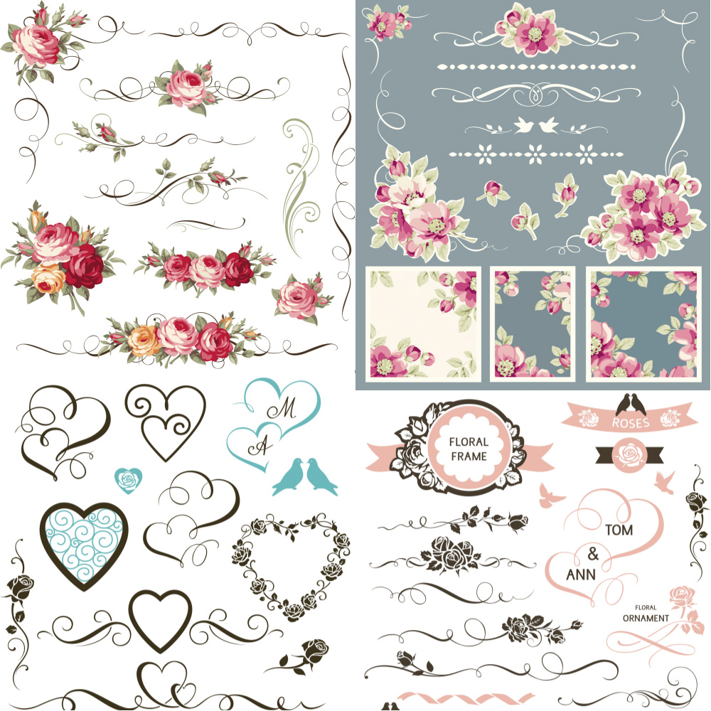 1000x1000 Wedding Decoration Elements Vector Free Vectors Images