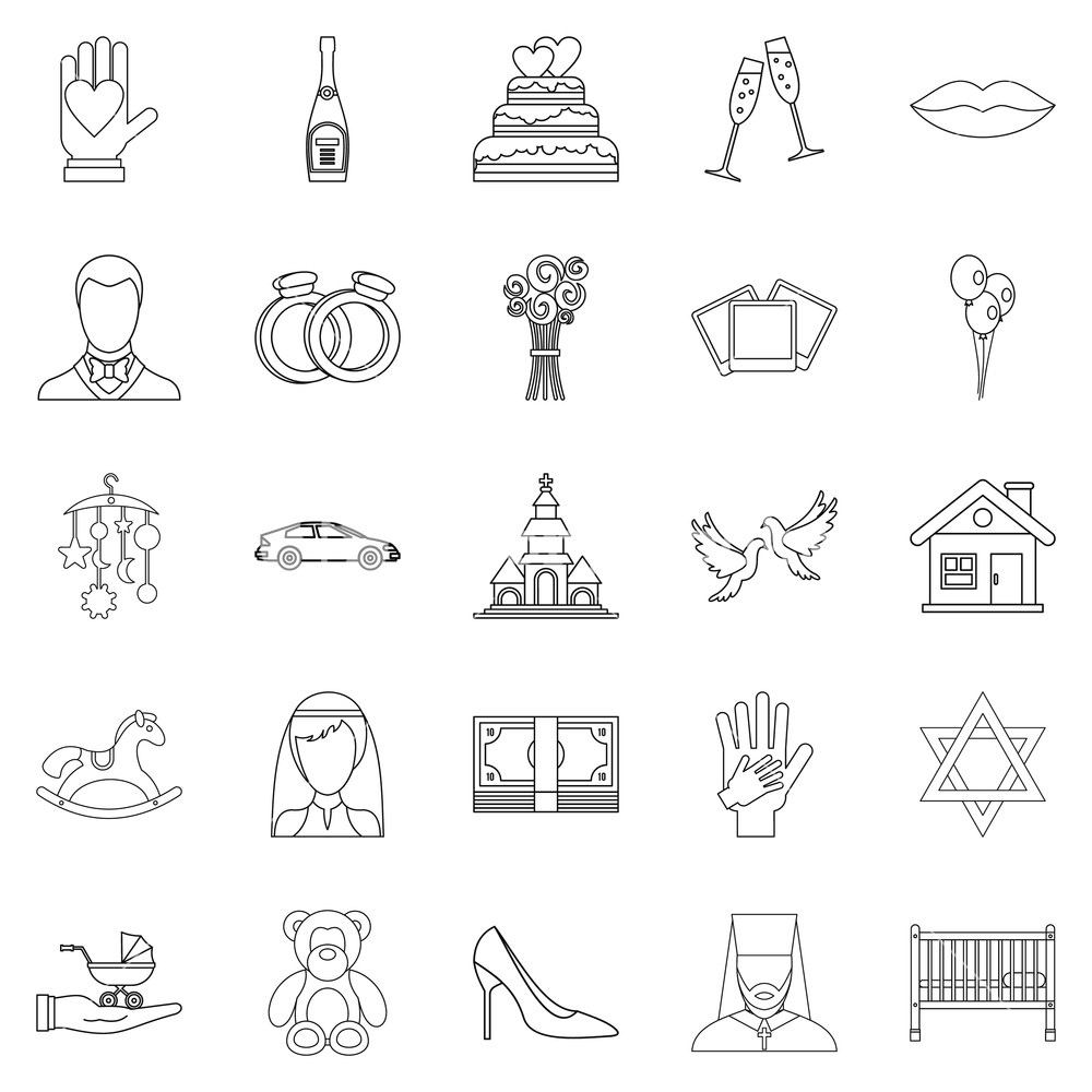 Wedding Icons Set Outline Set Of Wedding Vector Icons For Web 1000x1000 Wedding Icons Set Outline Set Of Wedding Vector Icons For Web