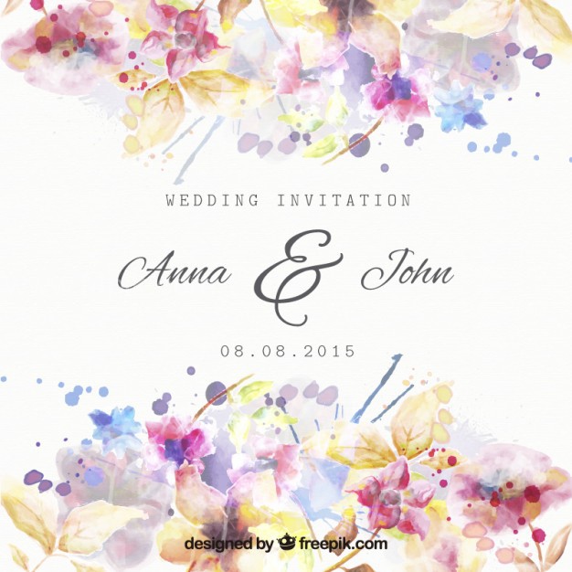 Vector Floral Wedding Invitation In Watercolor Style Free 626x626 Vector Floral Wedding Invitation In Watercolor Style Free