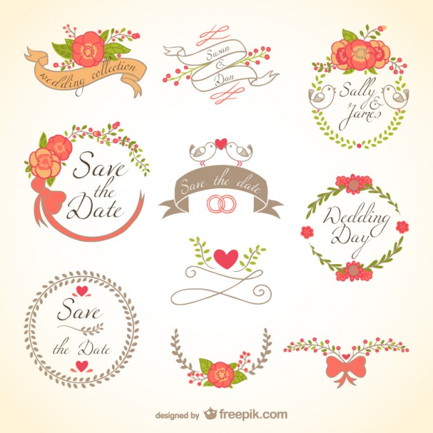 Floral Wedding Badges Vector Free Download 626x626 Floral Wedding Badges Vector Free Download