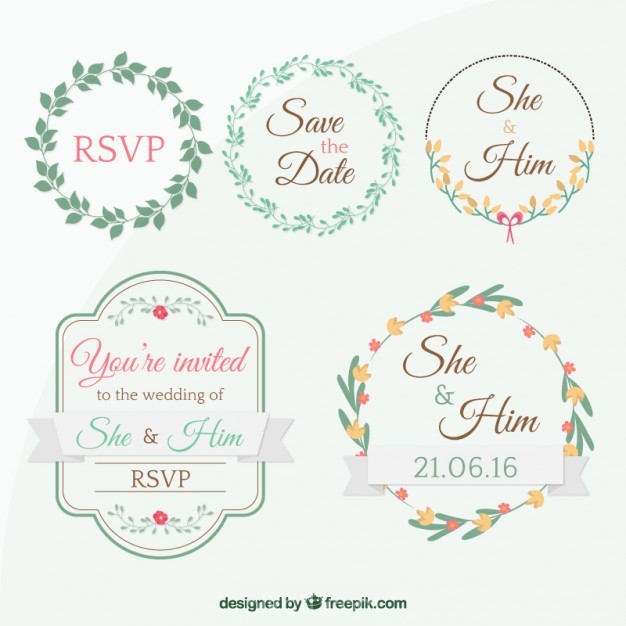626x626 Cute Tags For Wedding Invitation Vector Free Download