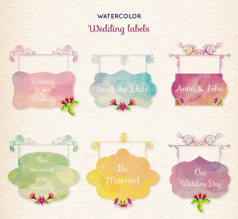 782x722 Tag Six Water Paint Brand Wedding Vector Free Vector Graphic