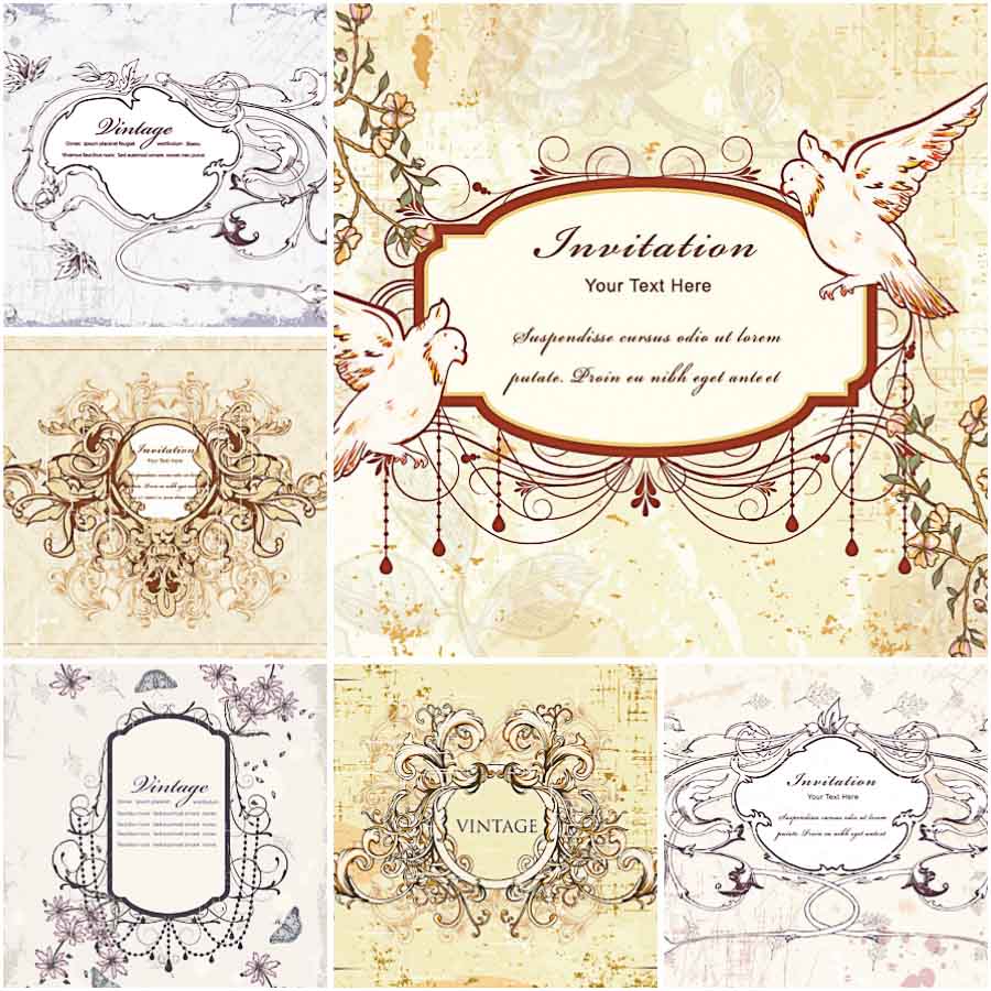 900x900 Wedding Invitations With Doves Vector Free Download Invitation