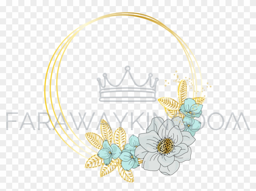 840x627 Anemone Wedding Floral Golden Frame Vector Illustration