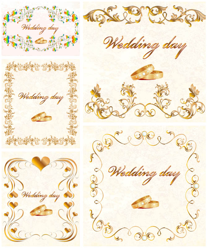 669x800 Wedding Invitations With Gilded Embellishment Vector Free Stock