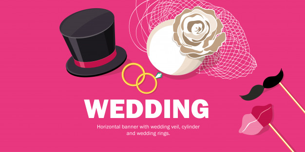 Horizontal Banner With Wedding Veil, Cylinder And Wedding Rings 626x313 Horizontal Banner With Wedding Veil, Cylinder And Wedding Rings