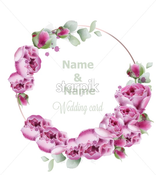 Peony Wedding Wreath Vector Watercolor Birthday, Women Day 537x600 Peony Wedding Wreath Vector Watercolor Birthday, Women Day