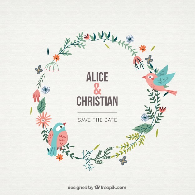 Lovely Birds With A Wedding Floral Wreath Vector Free Download 626x626 Lovely Birds With A Wedding Floral Wreath Vector Free Download
