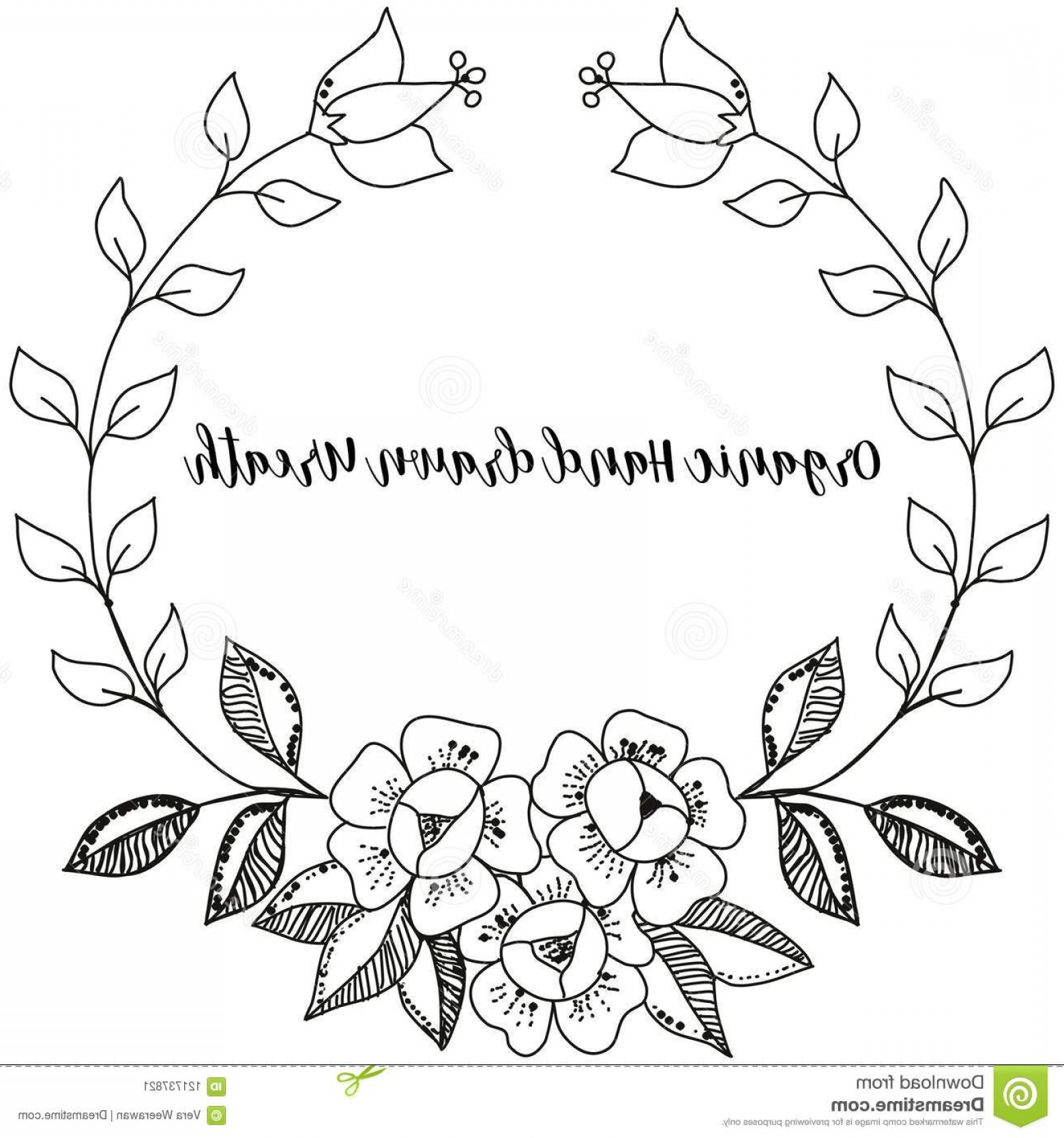 Vintage Line Drawn Monochrome Flower Wreath Vector Black White 1560x1668 Vintage Line Drawn Monochrome Flower Wreath Vector Black White