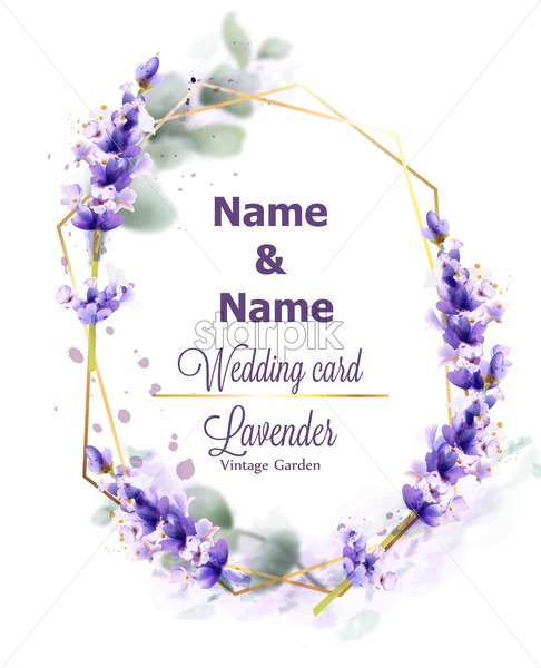 Wedding Card Lavender Wreath Vector Watercolor Delicate Floral 486x600 Wedding Card Lavender Wreath Vector Watercolor Delicate Floral