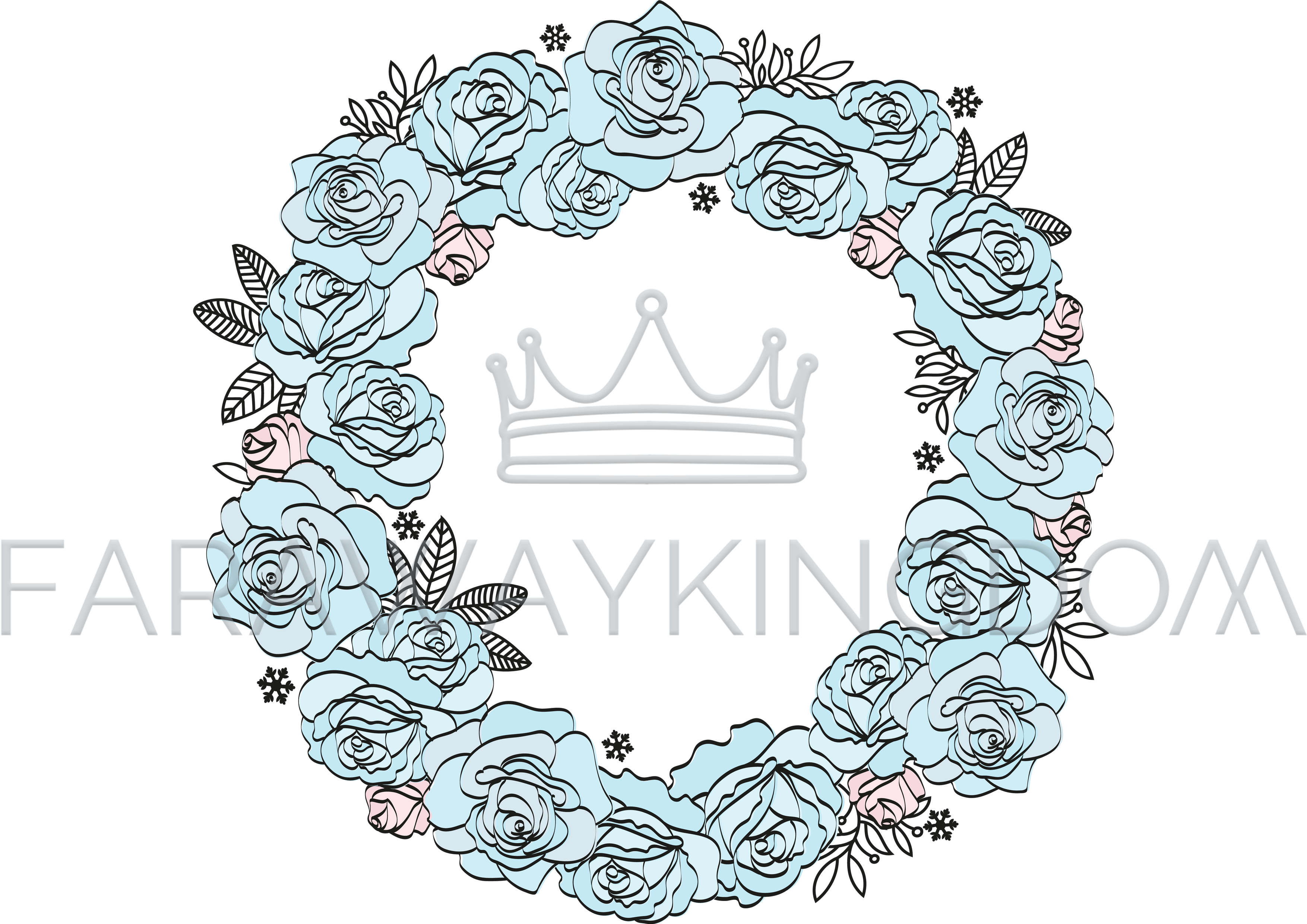 Blue Roses Wedding Flower Wreath Vector Illustration Set 3508x2480 Blue Roses Wedding Flower Wreath Vector Illustration Set