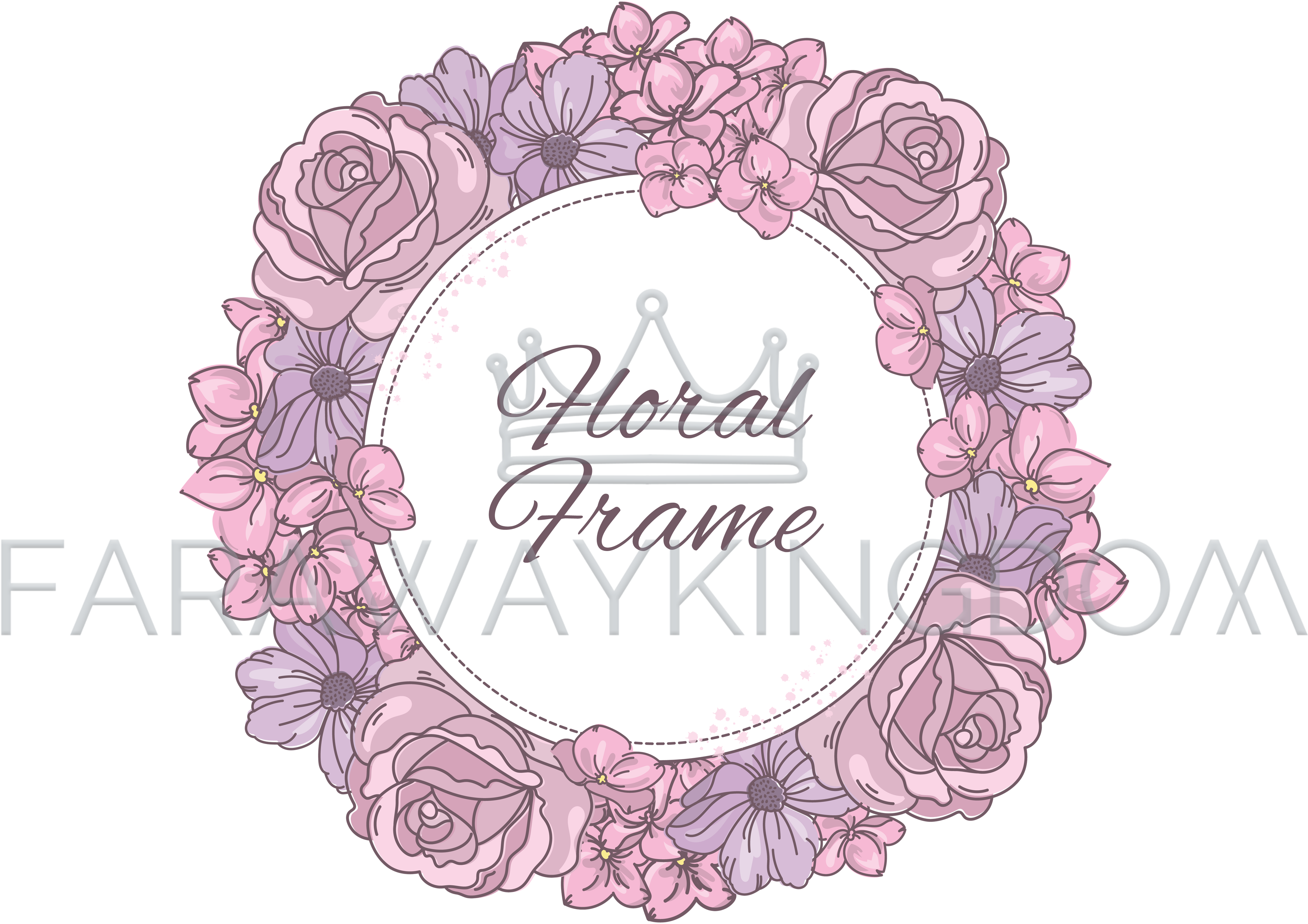 Floral Frame Wedding Cartoon Wreath Vector Illustration Set 3508x2480 Floral Frame Wedding Cartoon Wreath Vector Illustration Set