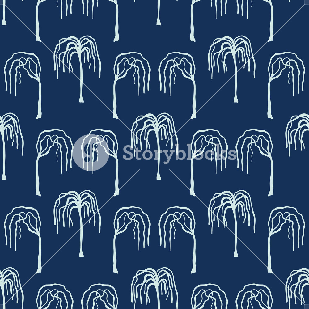 Japanese Weeping Willow Tree Seamless Vector Pattern Hand Drawn 1000x1000 Japanese Weeping Willow Tree Seamless Vector Pattern Hand Drawn