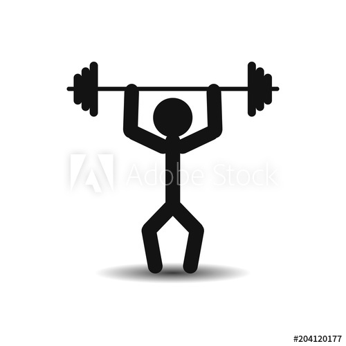 500x500 Stick Figure Icon Of The Sportsman Weightlifter Vector Flat Sign