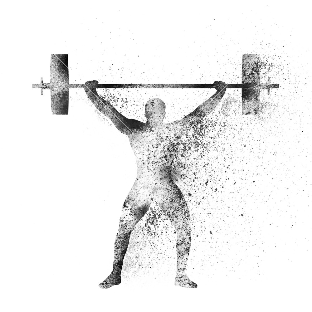1000x1000 Weight Lifter Lifting Heavy Weight On White Background, Creative
