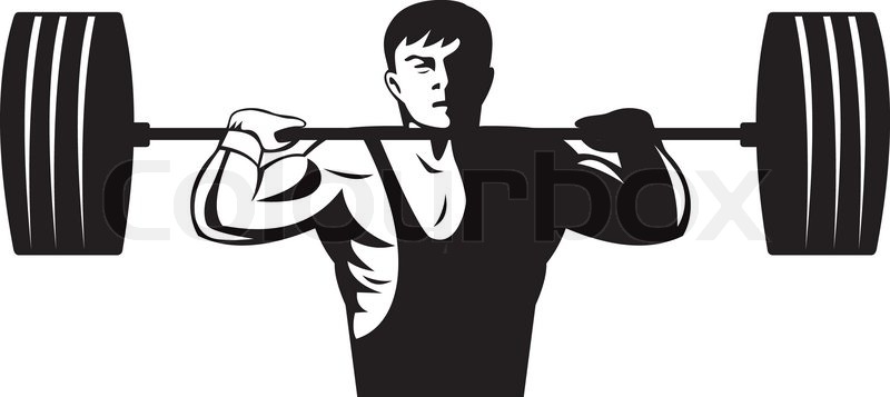 800x357 Weightlifter Lifting Weights Retro Stock Vector Colourbox