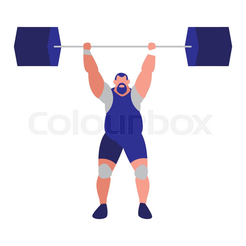 800x800 Cartoon Weightlifter With Weights Over Stock Vector Colourbox