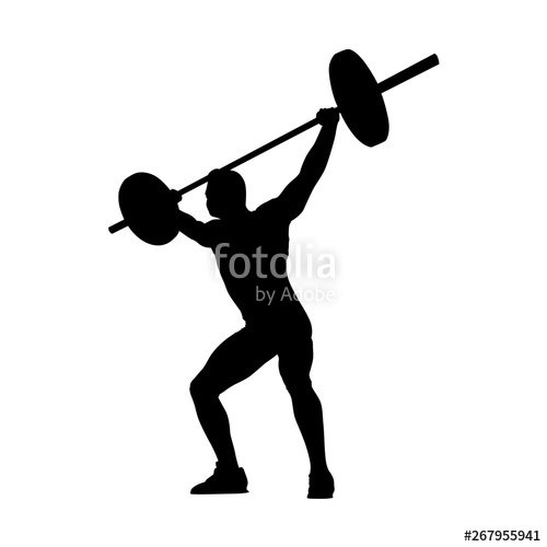 500x500 Weightlifting Weight Lifter Lifts Big Barbell, Isolated Vector