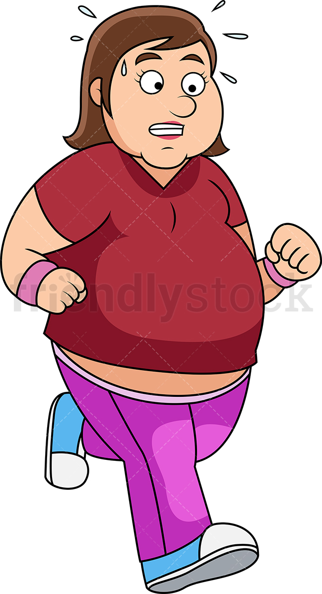 649x1196 Fat Woman Running To Lose Weight Cartoon Vector Clipart