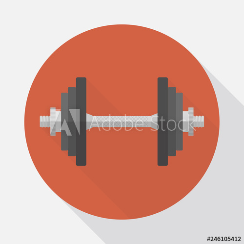 500x500 Iron Weight Plate Dumbbell On Orange Circle Background