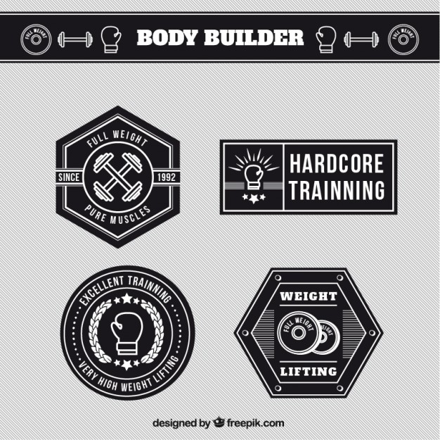 626x625 Body Builder Labels Free Vector
