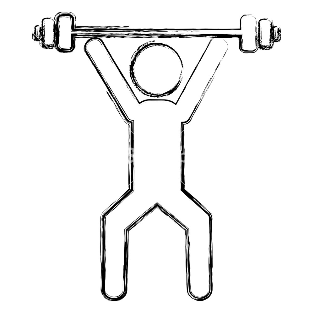 1000x1000 Human Silhouette Lifting Weight Vector Illustration Design Royalty